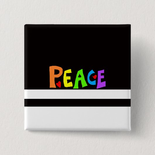 MAZIPOODLES Peace Rainbow Vierkante Button 5,1 Cm (Voorkant)