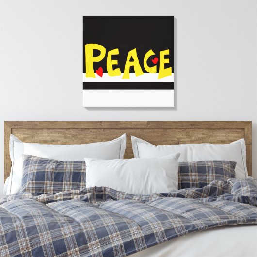 MAZIPOODLES Peace Yellow Canvas Afdruk (Insitu (Slaapkamer))