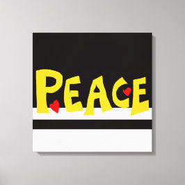 MAZIPOODLES Peace Yellow Canvas Afdruk