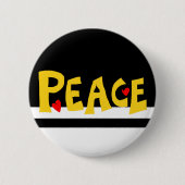 MAZIPOODLES Peace Yellow  Ronde Button 5,7 Cm (Voorkant)
