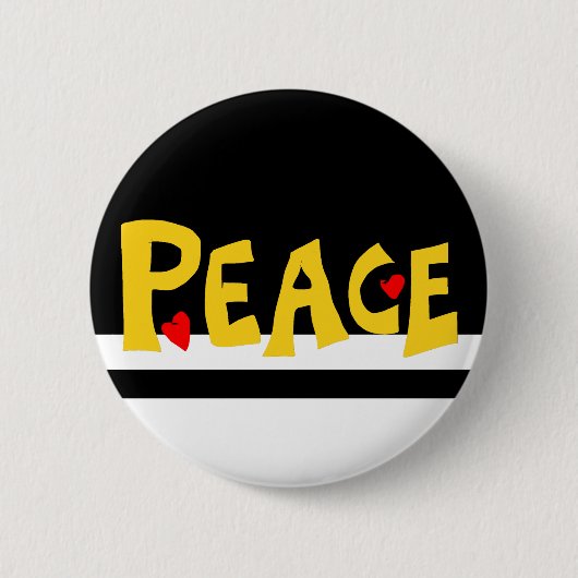 MAZIPOODLES Peace Yellow  Ronde Button 5,7 Cm (Voorkant)