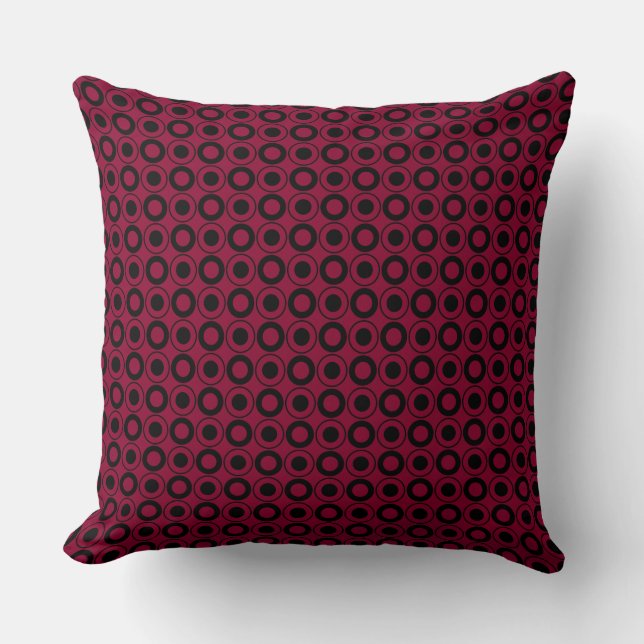 Mazipoodles Polka Dot Donuts - Red Cherry Zwart Kussen (Voorkant)