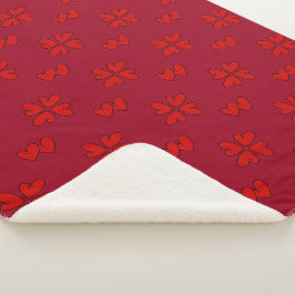 Mazipoodles rode harten op rood sherpa deken