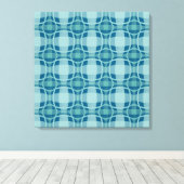 Mazipoodles Square Circle Plaid Baby Blue Canvas Afdruk (Insitu (Houten vloer))