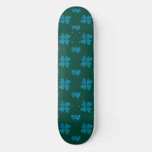 Mazipoodles Stoffige Blauwe Harten op Donkergroen Persoonlijk Skateboard