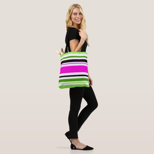 MAZIPOODLES Strepen Spaghetti 153 Tote Bag (Op model)