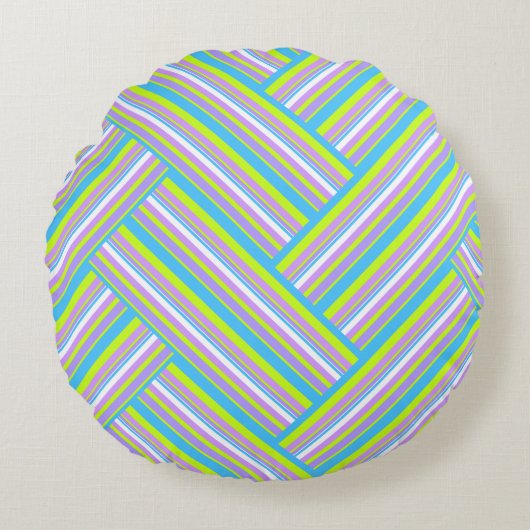 MAZIPOODLES Strepen Spaghetti 54 Herringbone Rond Kussen (Voorkant)