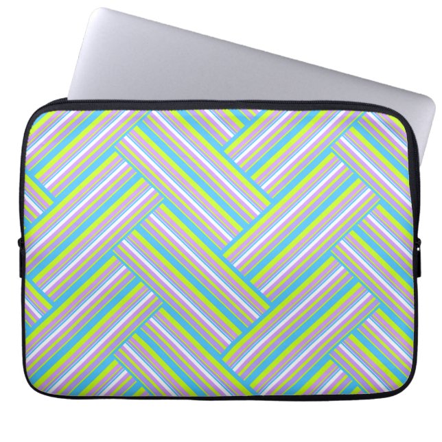 MAZIPOODLES Stripes Spaghetti 54 Herringbone  Laptop Sleeve (Voorkant)