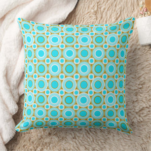 Mazipoodles Turquoise Antiek Goud Witte Donuts Kussen