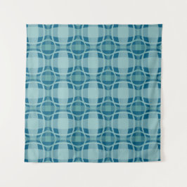 Mazipoodles Vierkant Cirkel Geruit Babyblauw Wandkleed