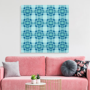Mazipoodles Vierkant Ruit Plaid Baby Blauwe Canvas Afdruk