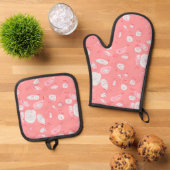 Mazipoodles Vis Rozen Blush Roze Wit Ovenwant & Pannenlap Set (Top down)