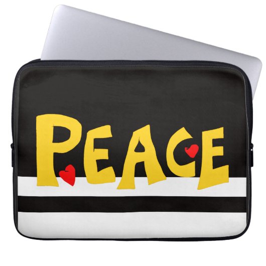 MAZIPOODLES Vrede Geel Laptop Sleeve (Voorkant)