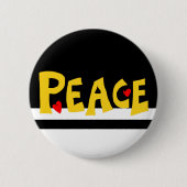 MAZIPOODLES Vrede Geel Ronde Button 5,7 Cm (Voorkant)