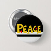 MAZIPOODLES Vrede Geel Ronde Button 5,7 Cm (Voorkant /achterkant)