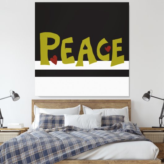 MAZIPOODLES Vrede Olijfgroen Canvas Afdruk (Insitu (Slaapkamer))