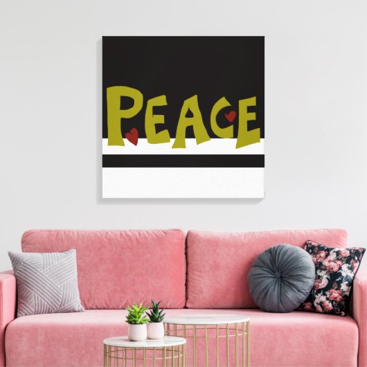 MAZIPOODLES Vrede Olijfgroen Canvas Afdruk (Insitu (Woonkamer))