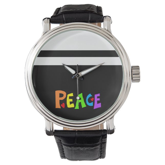 MAZIPOODLES Vrede Regenboog 3 Horloge (Voorkant)