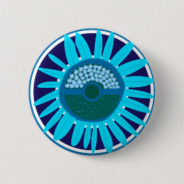 Mazipoodles Zonneschijn: Blauw 1 Ronde Button 5,7 Cm