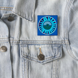 Mazipoodles Zonneschijn: Blauw 1 Vierkante Button 5,1 Cm