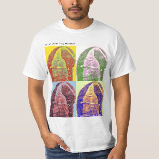Mazon Creek Tully Monster Fossil "Pop Art T-shirt" T-shirt (Voorkant)
