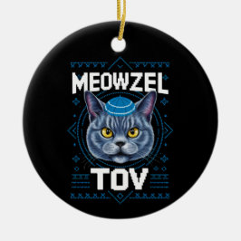 Mazzel Tov Hanukkah Joods Kat Vakantie Keramisch Ornament
