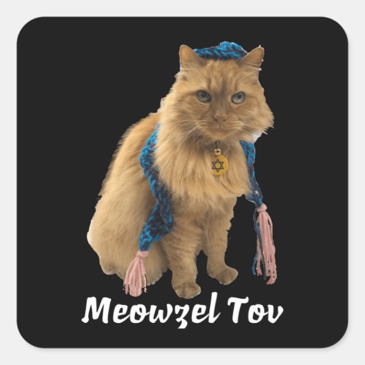 Mazzel Tov Meowzel Tov Joodse Kat stickers (Voorkant)