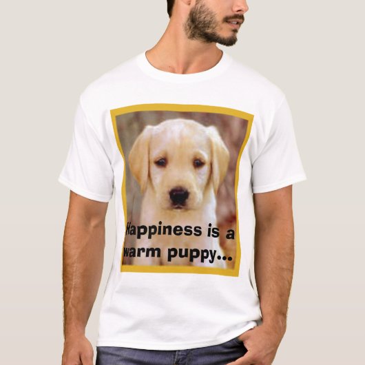 mb1722_f, Geluk is een warme puppy... T-shirt (Voorkant)
