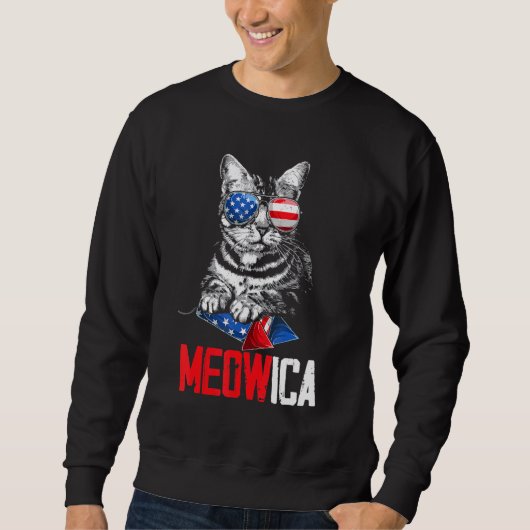 Mb35 4e juli Meowica American Flag Fireworks CA Trui (Voorkant)