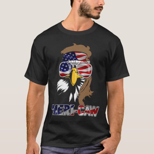 MB35 Mullet Eagle meri-caw 4 juli Onafhankelijkhei T-shirt (Voorkant)