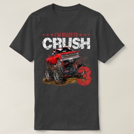 mb3rd Birthday Ik ben Ready Crush Monster Truck Bo T-shirt (Design voorkant)