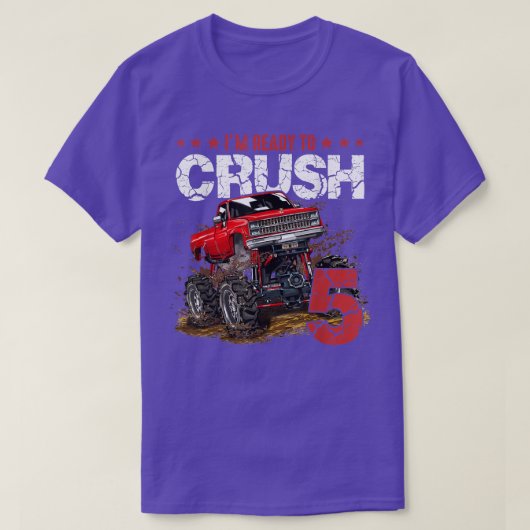 mb 5e verjaardag Ik ben klaar om monstertruck jong T-shirt (Design voorkant)