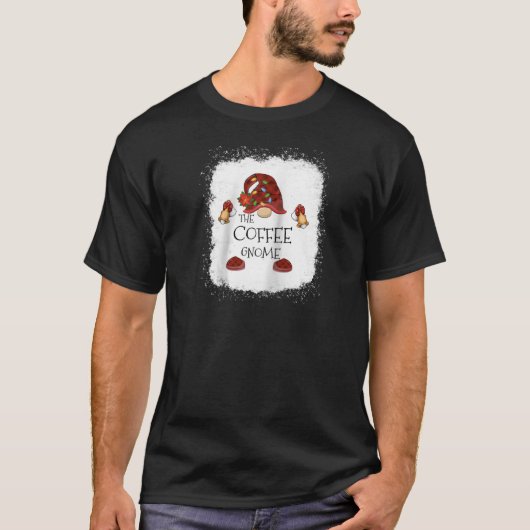 mb Coffee Gnome Buffalo Plaid Christmas Light Blea T-shirt (Voorkant)