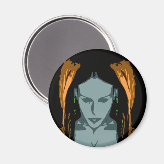 MB Cyber Chick Vector Kunstmagneet Magneet (Voorkant / Achterkant)