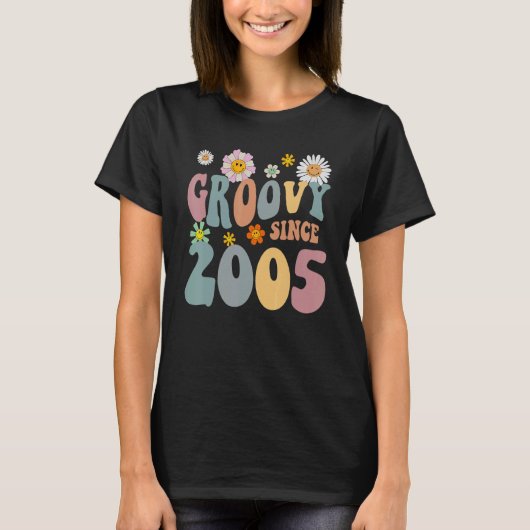 MB Groovy sinds 2005 Retro Hippie Flower 17e Geboo T-shirt (Voorkant)