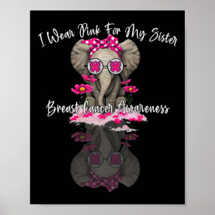 MB Ik Draag roze voor mijn zus olifant borstkanker Poster