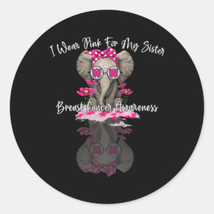 MB Ik Draag roze voor mijn zus olifant borstkanker Ronde Sticker
