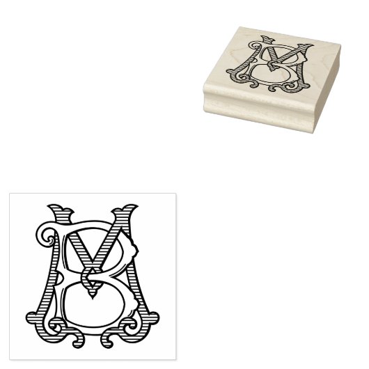 MB Monogram BM Monogram Rubber Ink Stamp Rubberstempel (Gestempeld)