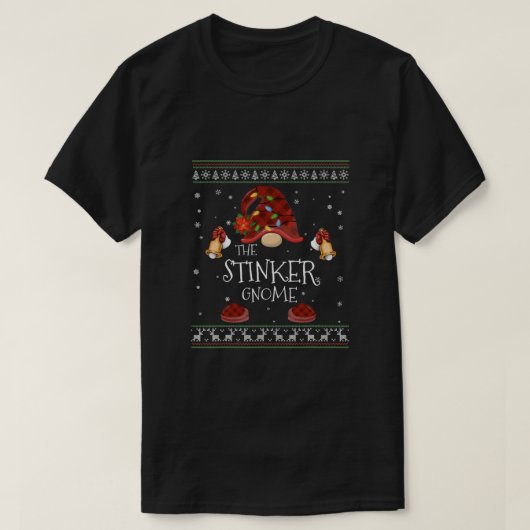 mb Stinker Gnome Buffalo Plaid Christmas Light Ugl T-shirt (Design voorkant)
