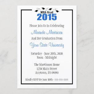 MBA-Afstudeerder 2015 Afstuderen Uitnodigen (Blauw Kaart