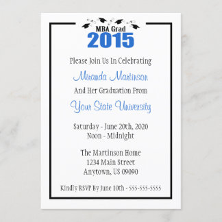 MBA-Afstudeerder 2015 Afstuderen Uitnodigen (Blauw Kaart