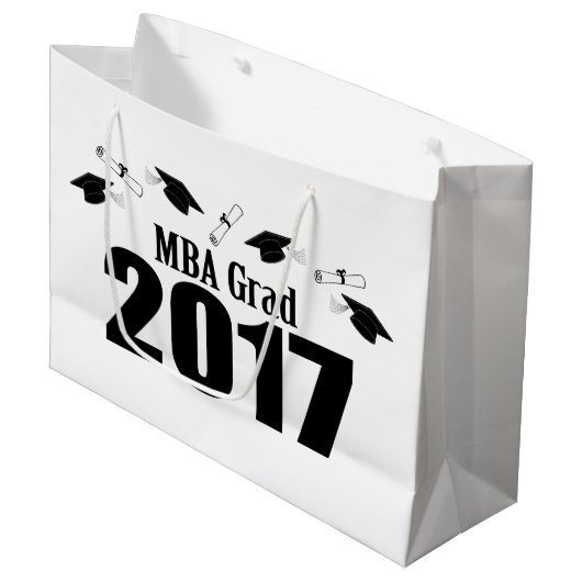 MBA Afstudeerder 2017 Afstuderen Gift Bag (Zwart) Groot Cadeauzakje (Voorkant Gekanteld)