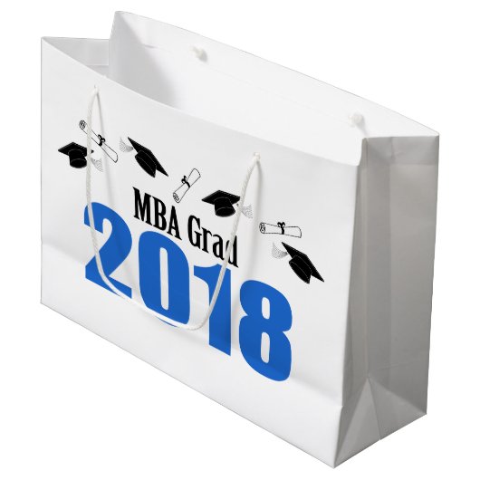 MBA Afstudeerder 2018 Afstuderen Gift Bag (blauw) Large Cadeautasje (Voorkant Gekanteld)