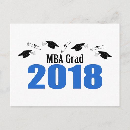 MBA Afstudeerder 2018 Briefkaart Uitnodigen (Blue  (Voorkant)