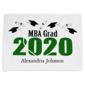 MBA Afstudeerder 2020 Afstuderen Gift Bag (Groen) Groot Cadeauzakje (Voorkant)