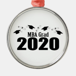 MBA Afstudeerder 2020 Petten en diploma's (zwart) Metalen Ornament