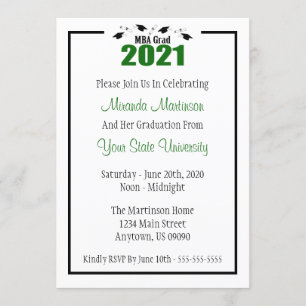MBA-Afstudeerder 2021 Afstuderen Uitnodigen (Groen Kaart