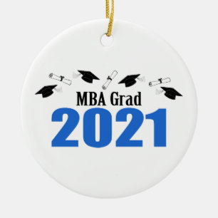 MBA Afstudeerder 2021 Petten en diploma's (blauw) Keramisch Ornament