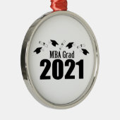 MBA Afstudeerder 2021 Petten en diploma's (zwart) Metalen Ornament (Rechts)