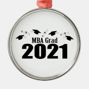 MBA Afstudeerder 2021 Petten en diploma's (zwart) Metalen Ornament